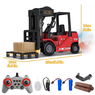 Mostop Ferngesteuerter Gabelstapler Spielzeug, 1/24 Rc Gabelstapler Spielzeug, mit Boxen/Ton- und Lichtspray, Zwei wiederaufladbare Batterien & Ladegerät, Technik Auto Junge Geschenk