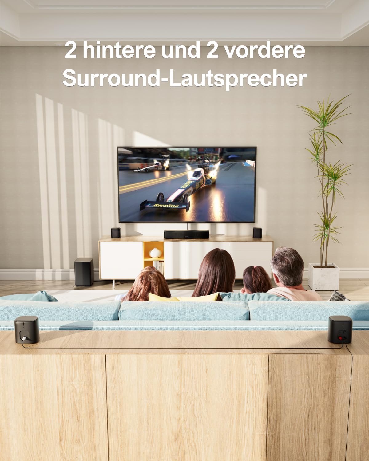 ULTIMEA 7.1ch Soundbar für TV Geräte, Surround Sound System für Heimkino mit App Steuerung, Soundbar mit Subwoofer, 4 Surround Lautsprechern, Soundsystem mit verstellbarem EQ, Bluetooth 5.3, Aura A40