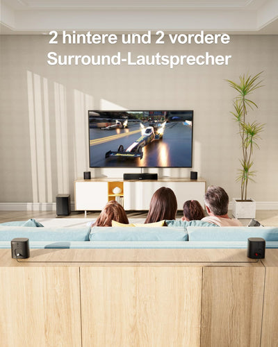 ULTIMEA 7.1ch Soundbar für TV Geräte, Surround Sound System für Heimkino mit App Steuerung, Soundbar mit Subwoofer, 4 Surround Lautsprechern, Soundsystem mit verstellbarem EQ, Bluetooth 5.3, Aura A40
