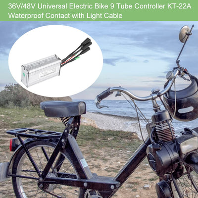 Keenso Controller, Elektrofahrrad Universal KT‑22A Wasserdichter 36V /48V Controller mit Licht Kabel für 36V / 48V 500W/750W Bürstenlosen Motor
