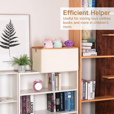 efluky Faltbarer Wäschekorb 60L, Bambus Stoff Faltbarer Storage Basket, Aufbewahrung Klappbar Wäschekorb, Laundry Baskets für Schlafzimmer Badezimmer (Beige)