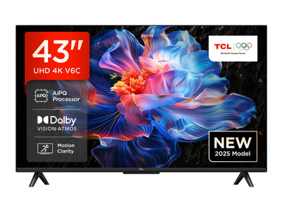 TCL 43V6C 43 Zoll Direct LED TV, 4K HDR Fernseher, Smart TV mithilfe von Google TV (Dolby Audio, Motion Clarity, Kompatibel mit Google Assistant & Alexa)