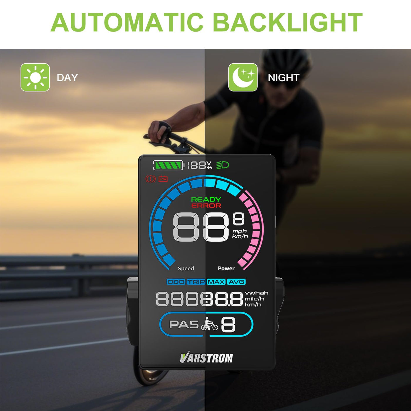 Varstrom VD618 Display für BAFANG-Kit – Kompatibel mit M200 M400 M500 M600 M620 M420 M510 M625 M325 M225 Mittelmotoren und den neuesten 2025 BBS01B BBS02B HD Kits (Dreieck-Stecker)