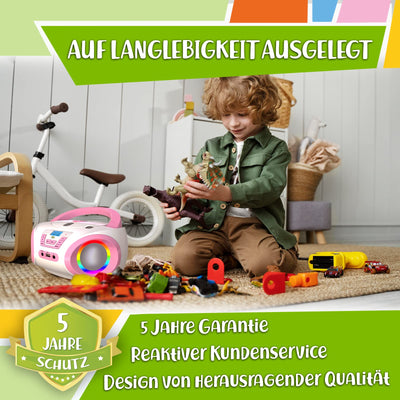 TinyGeeks Tunes Kids Boombox CD-Player für Kinder NEU + UKW-Radio + Inklusive Batterien + Rosa Radio - mit Lautsprechern Kinder und Kleinkinder - Rosa