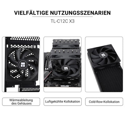 Thermalright TL-C12C CPU-Lüfter 120mm Gehäuse Kühler Lüfter, 4Pin PWM Silent Computer Lüfter mit S-FDB Lager enthalten, bis zu 1550RPM Lüfter