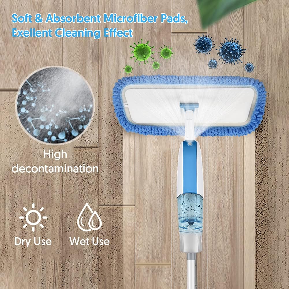 Sprühwischer Bodenwischer, FORSPEEDER Wischmopp mit Sprühfunktion mit 410ml Wassertank Trocken-Nassmopp Sprühwischer Bodenwischer mit 3 Waschbaren Mikrofaser Pads Wischer Boden Spray Mop
