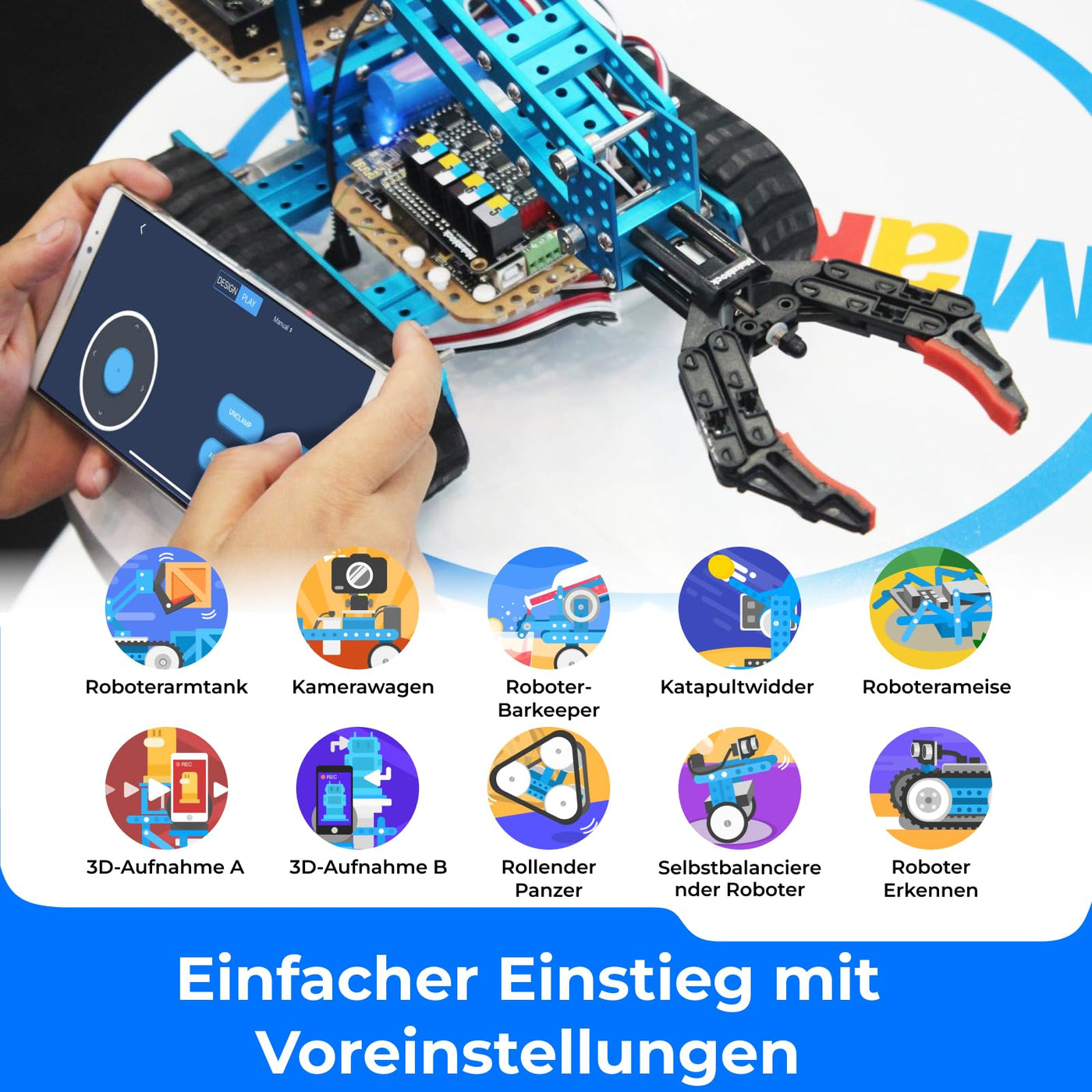 Makeblock mBot Ultimate Roboter Bauen 10 in 1, 160+ Mechanische Bauteile Module für Programmierung Entwicklung, Programmierbarer Roboter Kompatibel mit Programmierung Scratch Arduino, MINT Spielzeug