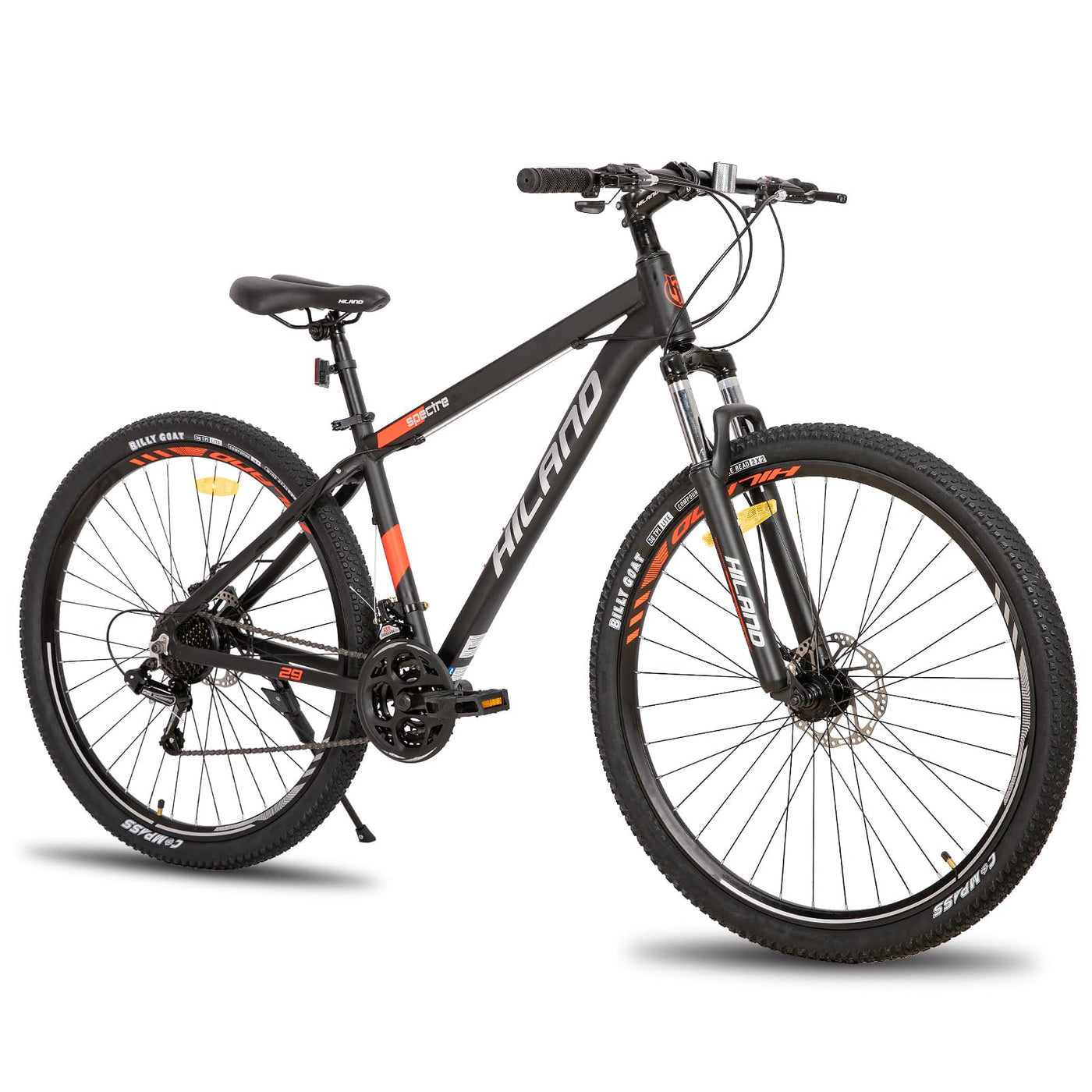 Hiland 29 Zoll Mountainbike, Aluminiumrahmen 21 Gang Schaltung MTB mit Scheibenbremse Federgabel, Mountainbike für Männer Schwarz