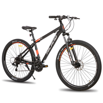 Hiland 29 Zoll Mountainbike, Aluminiumrahmen 21 Gang Schaltung MTB mit Scheibenbremse Federgabel, Mountainbike für Männer Schwarz