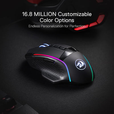 Redragon M991 kabellose Gaming-Maus, 19000 DPI kabelgebundene/drahtlose Maus mit Schnellfeuertaste, 9 Makro-Tasten, 45-Stunden-Dauerleistung und RGB-Hintergrundbeleuchtung für PC/Mac/Laptop