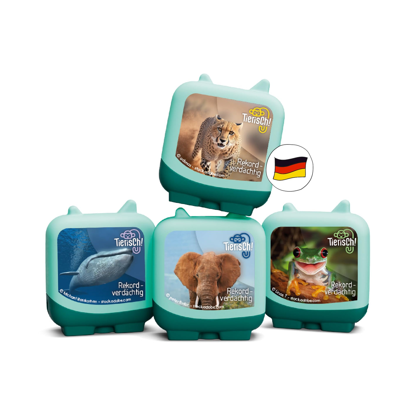 tonies Clever 4er Set Tierisch! Rekordverdächtig für Deine Toniebox, Wissens-Hörspiel für Kinder ab 5 Jahren, Spielzeit ca. 130 Minuten