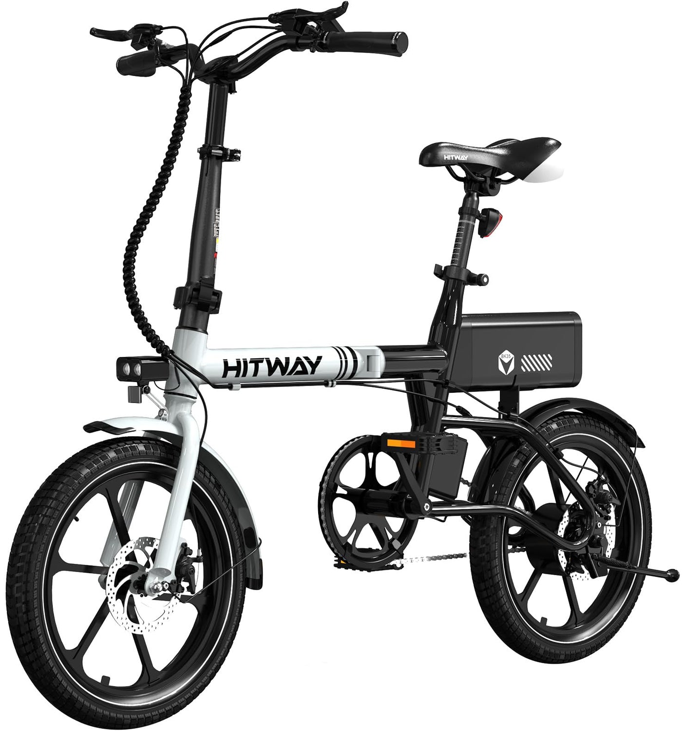 HITWAY E Bike 16 Zoll Elektrofahrrad E Bike, Pedelec mit 250W Motor, 25km/h Geschwindigkeit, 324Wh Batterie E-Fahrräder für Erwachsene BK35S (Schwarz-BK35S-9Ah)