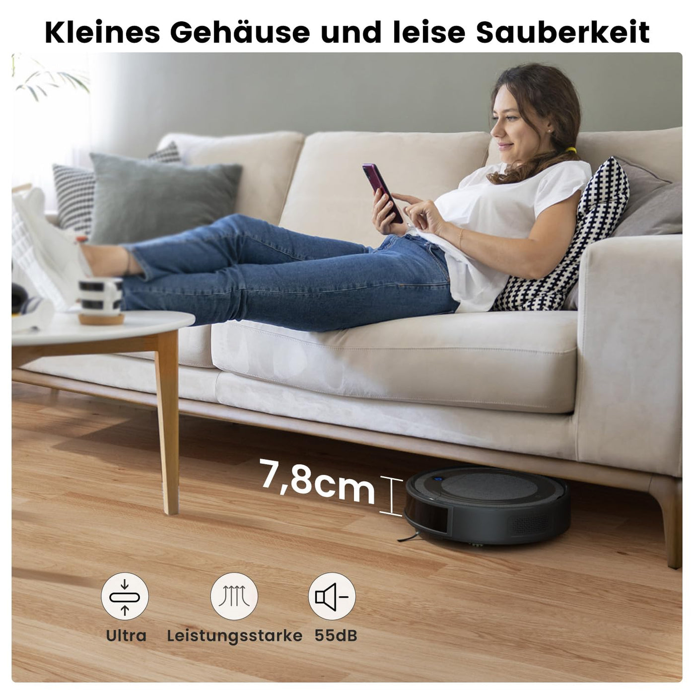 LEFANT M310B Saugroboter, 4500Pa Staubsauger Roboter mit Präzise Entfernungsnavigation, 150Mins, HEPA-Filter, WLAN Roboterstaubsauger, Ideal für Tierhaare, Teppiche, Hartböden