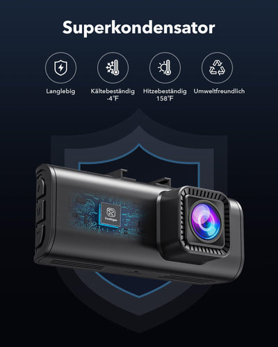 REDTIGER Dashcam Auto Vorne Hinten 4K/2,5K mit STARVIS 2, Dash Cam Auto Kamera 3,18" IPS-Bildschirm, kostenlose 128-GB-Karte,5.8GHz WiFi, GPS, 170°Weitwinkel WDR, Unterstützt 256 GB Max(F7NP)