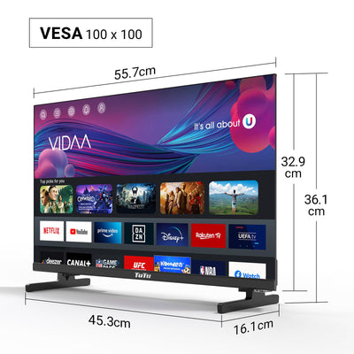 TuTu Smart TV 25 Zoll (64 cm) Full HD VIDAA Fernseher mit WLAN Triple Tuner (DVB-T/T2, DVB-C, DVB-S/S2) APP Store HDMI USB (TUV25FQ1B, 2024)