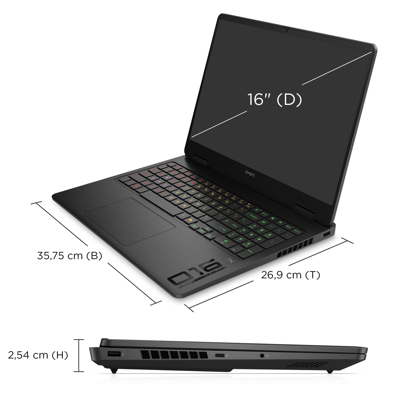 OMEN Gaming Laptop, 16" WUXGA Display 1920×1200, 16:10, 144Hz, AMD Ryzen 9 8940HX, NVIDIA GeForce RTX 5070, 32GB RAM, 1TB SSD, Win 11, 4-Zonen-RGB-QWERTZ Wi-Fi 6, Shadow Black, inkl. 3 Monate GamePass