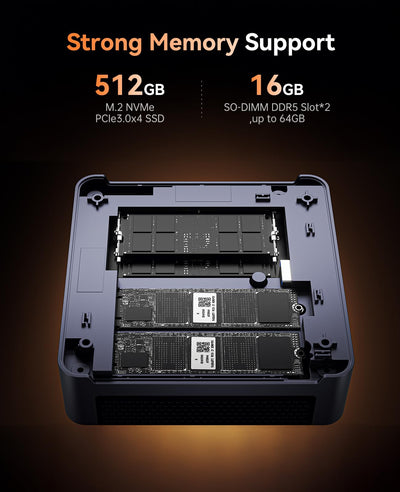 NiPoGi AM21 Mini PC АMD Ryzen 9 6900HX(8C/16T,bis zu 4,9 GHz), Mini Computer 16GB DDR5 512GB M.2 NVMe SSD, Mini-PC W-11 Pro mit АMD Radeon 680M/USB4/4K Quad Displays/WiFi6/Dual LAN/BT5.2