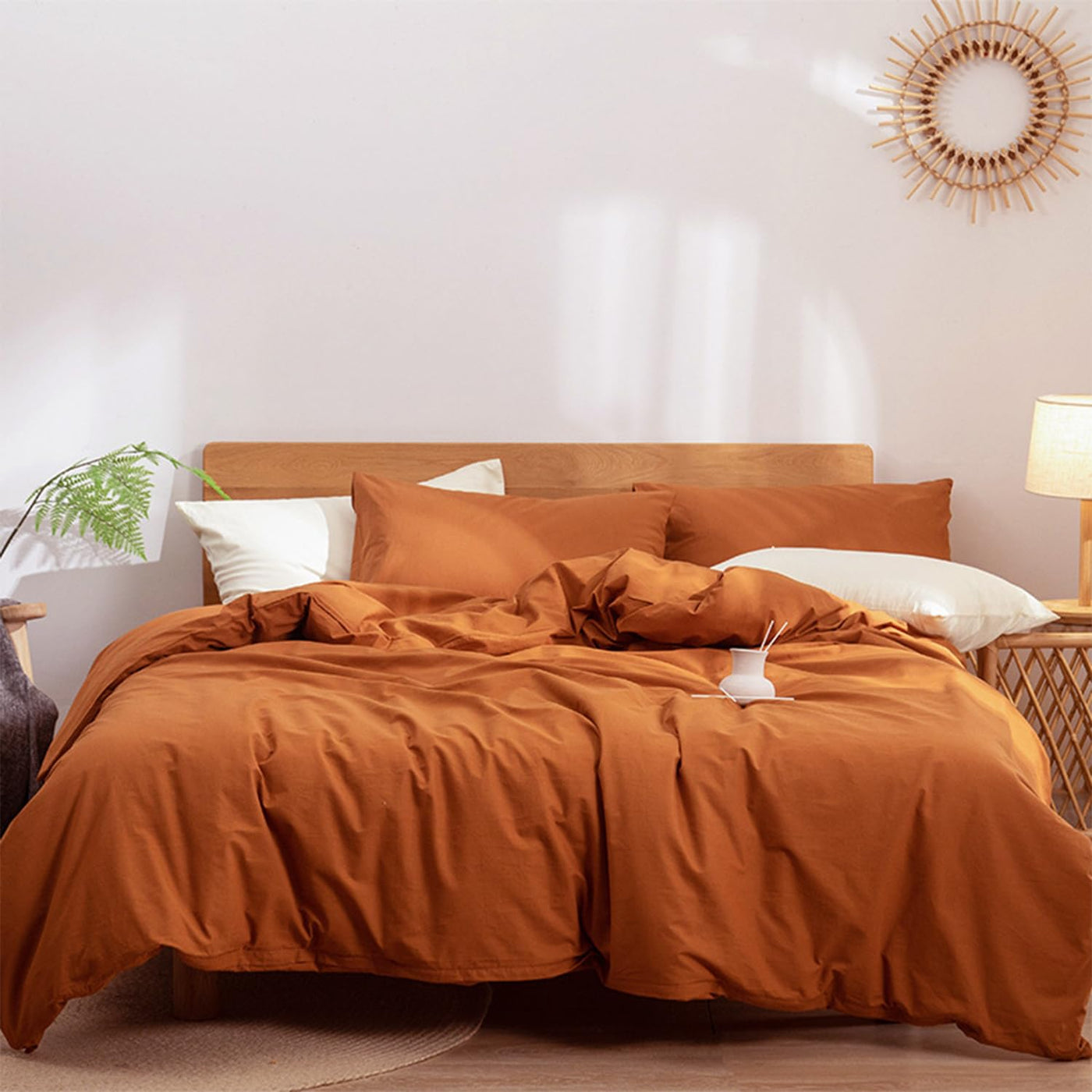 Sedefen Bettwäsche 200x200cm Baumwolle Bettwäsche-Sets Karamell Braun ÖKO-TEX Zertifiziert Bettbezug 3 Teilig Hohe Qualität 100% Baumwolle Bettwaren-Sets mit Reißverschluss und 2 Kissenbezug 80x80cm