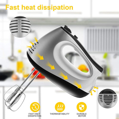 Stabmixer NWOUIIAY Handmixer Elektrischer 500W 5 Geschwindigkeitsstufen 6-in-1 Set mit Schneebesen Knethaken Teigrührer Handrührgerät mit Ein-Knopf-Auswurf für Backen Desser