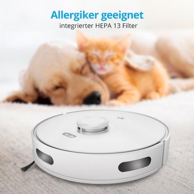 MEDION Saugroboter mit Lasernavigation und Wischfunktion X10 SW (Starke 2.700Pa Saugkraft, 2in1 Roboterstaubsauger, präzise Kartenerstellung, Go & No Go Bereiche, mehrere Etagen)