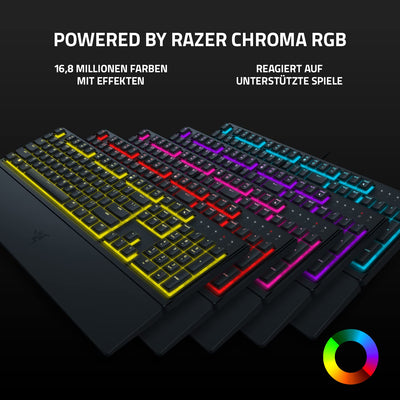 Razer Ornata V3 X - Flache Membran-Tastatur mit Chroma RGB (Lautlose Membran-Switches, Ergonomische Handballenauflage, Tastenkappen Anti-UV-Beschichtun) QWERTZ DE-Layout | Schwarz