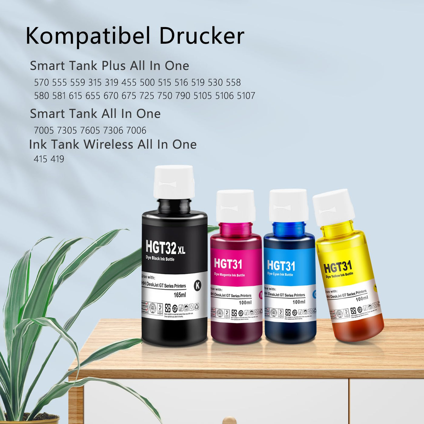 Kompatibel 31 32 XL Nachfülltinte für Drucker Smart Tank 7305 7005, Druckertinte 31 32XL für Smart Tank Plus 570 555 559 655 315 319 455 515 519 670 Smart Tank 7605 7306 7006 Ink Tank Wireless 415 419