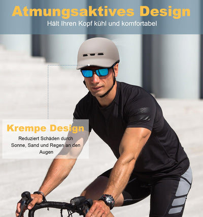 Shinmax Fahrradhelm Herren Damen Erwachsene Cityhelm Urban Radhelm mit Visier Stylischer Fahrradhelm für Frauen Pendeln City Roller Leichtgewicht Einstellbare Rennrad Helm 57-62 cm