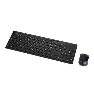 Amazon Basics – Tastatur-Maus-Set, volle Größe, kabellos, USB-Empfänger mit 2,4 GHz, DE-Layout, schwarz