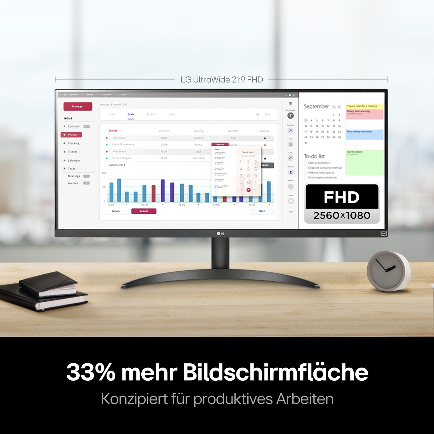 LG Electronics 34WQ500-B UltraWide™ Full HD 34" (87cm), 2560 x 1080, 21:9, AMD FreeSync™, HDR10- and VESA DisplayHDR™ 400, IPS with sRGB 99% (Typ.), Waves MaxxAudio®, 5ms GtG - Schwarz