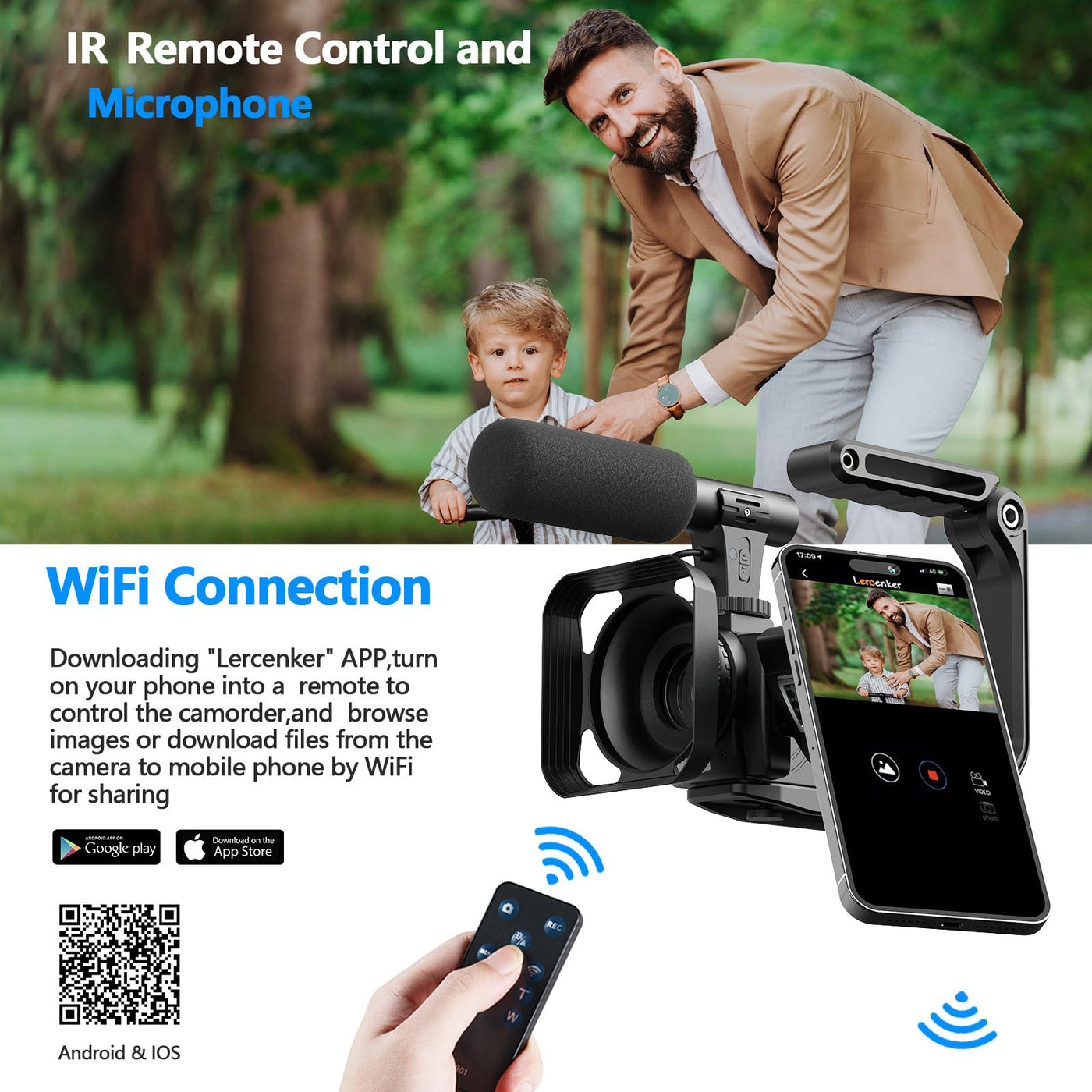 Videokamera 5K, 56MP Camcorder Vlogging Kamera für YouTube, WiFi Nachtsicht 3" 270° drehbarer Touchscreen Webcam Camcorder, Video Camera mit 64GB Karte, Fernbedienung, Mikrofon, 2 Batterien, Stativ