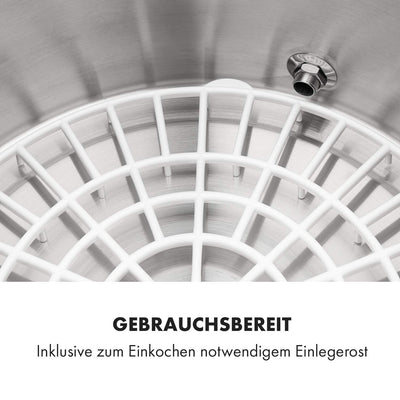 Klarstein Lady Marmalade Einkochautomat Einkochtopf Einkocher Heißgetränkespender, 27 Liter, 1800 Watt, 30-100 °C, Timer, Warmhalte-Funktion, Überhitzungsschutz, Edelstahl gebürstet