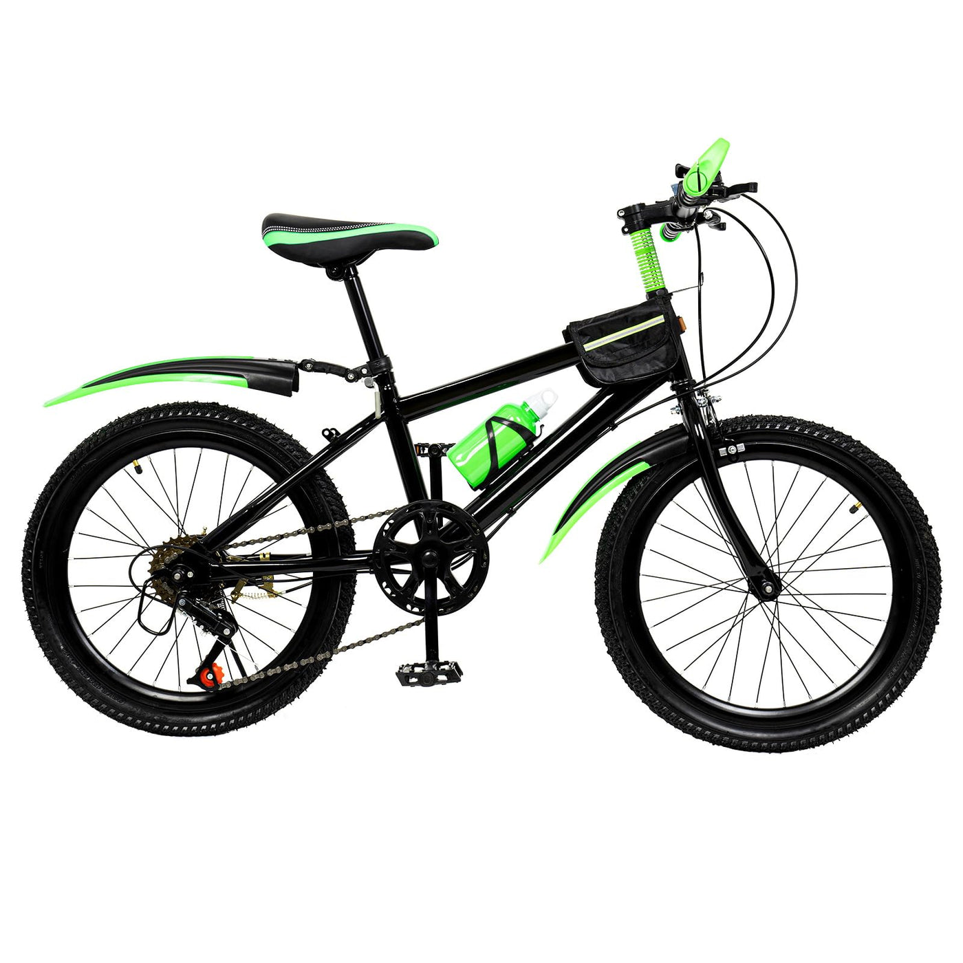 TESUGN 20 Zoll Kinderfahrrad, 7 Gang Mountainbike Kinder Fahrrad, Aluminium Mountainbike mit V-Bremse für Mädchen und Jungen, Grün