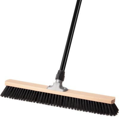 Saalbesen mit Stiel, Besen 60 cm breit und groß mit Teleskopstiel, ideal für Werkstatt, Werkstattbesen, Hallenbesen
