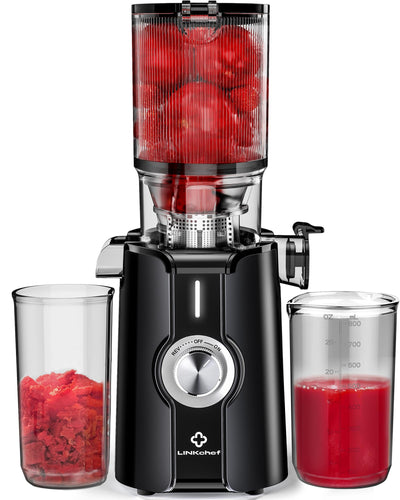 LINKChef Schnellreinigungs Entsafter, NO-Prep Entsafter Gemüse und Obst, Blitzreiniger Saftpresse Slow Juicer Testsieger mit Einfacher Installation, BPA Frei, 115mm, 1.2L, 200w Hellgrün