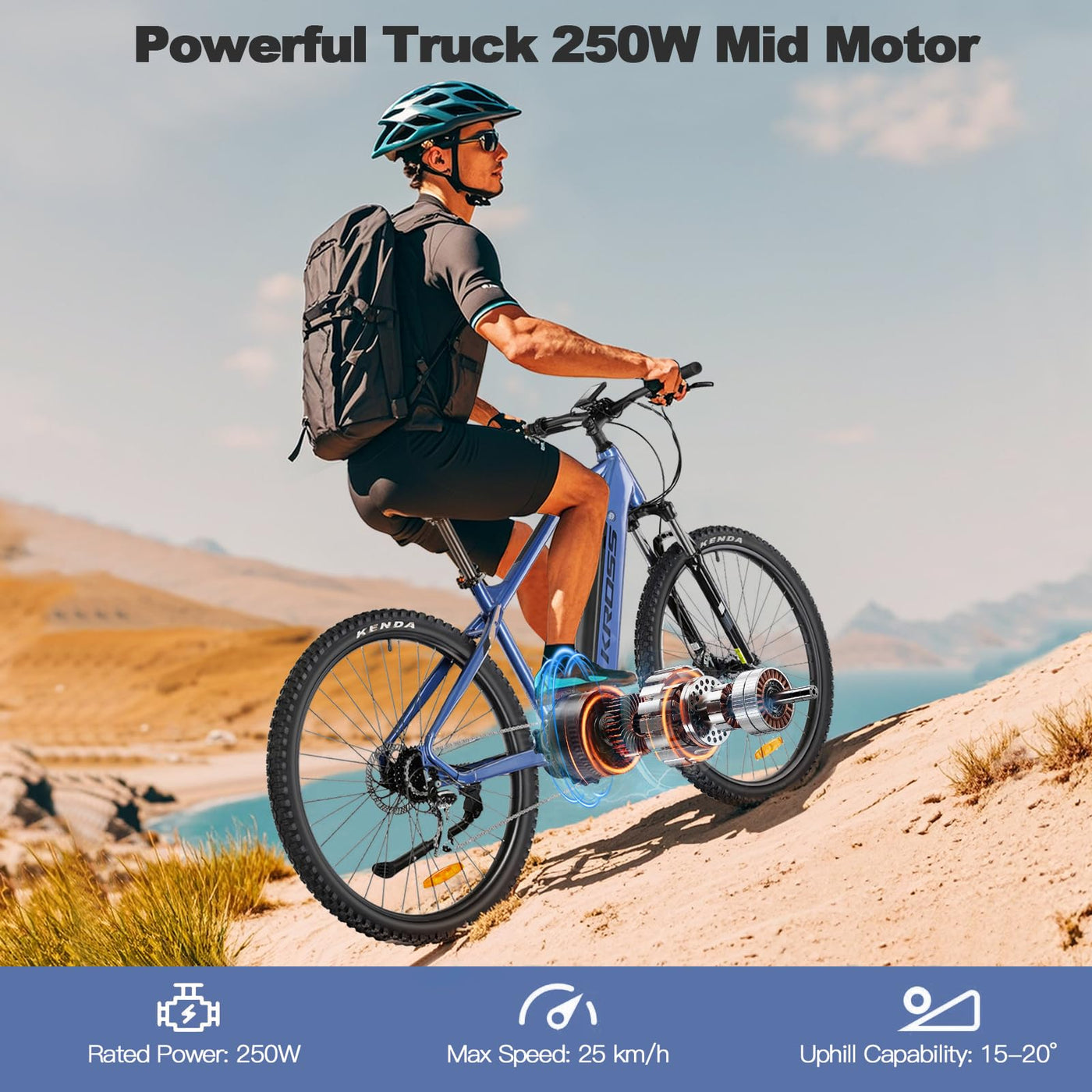Varstrom Elektrofahrrad für Erwachsene Mittelmotor 250W 100 Nm E-Bike Damen Herren Ebike 100km Reichweite durch 43,2V 10,4AH Li-Ion Akku 8 Gänge, 29 Zoll MTB Hexagon Boost 3.0