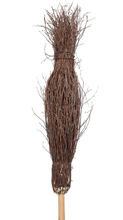 Weidenbesen 150cm lang | Besen Hexenbesen mit Stiel Naturbesen Reisigbesen Dekobesen braun