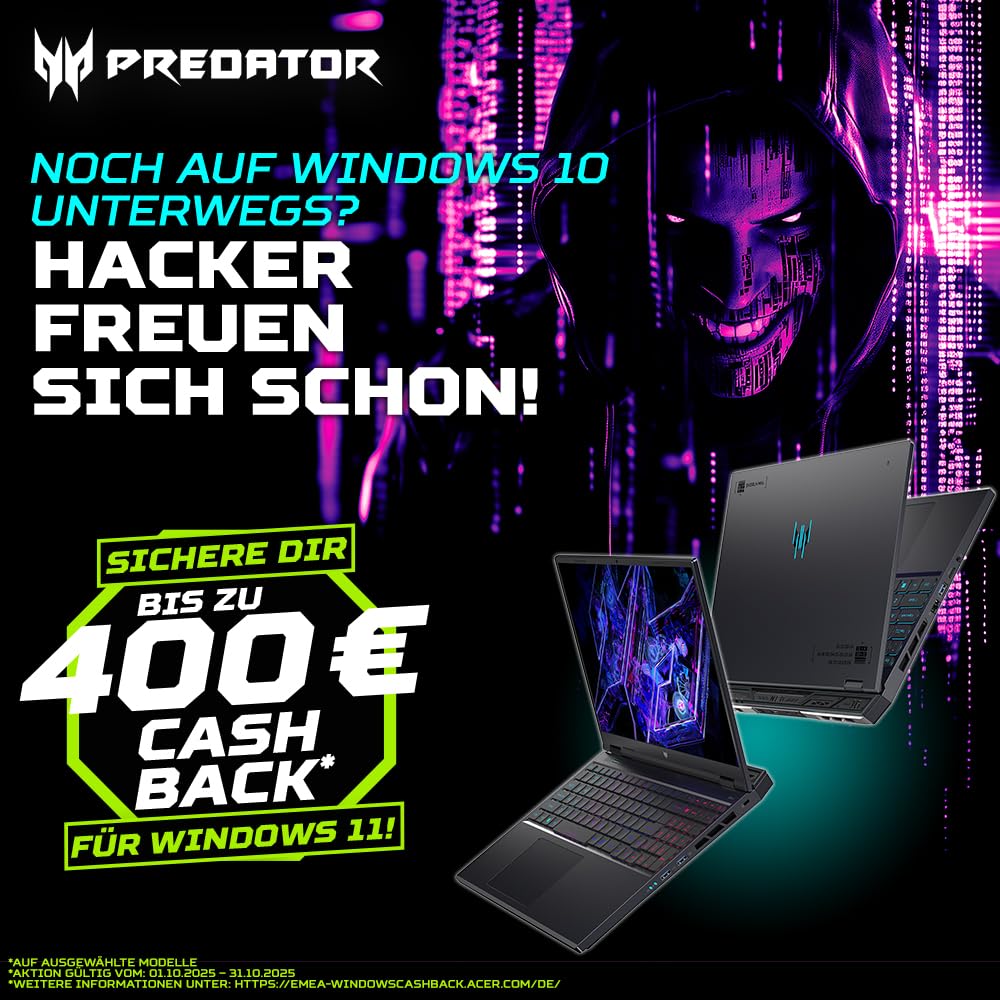 Acer Predator Helios Neo 16 AI (PHN16-73-963H) Gaming Laptop, 13 Tops, 16" WQXGA IPS 240Hz Display, Intel Core Ultra 9 275HX, 32 GB RAM, 1 TB SSD, NVIDIA GeForce RTX 5070, Windows 11, QWERTZ Tastatur