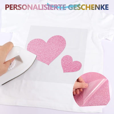 NANAPLUMS Glitzer Plotterfolie Textil - Heat Transfer Vinyl 30.5 cm*25.4 cm Transferfolie Plotter Flexfolie für Textilien Transferfolie zum Aufbügeln für DIY T-Shirt, Stoffe(10 Farben Glitzer)