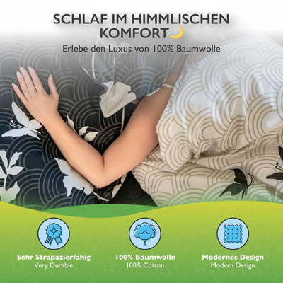 ETÉREA Bettwäsche Set 4-teilig Osaka Grau - 100% Baumwolle - 2X Bettbezug 135x200cm + 2X Kissenbezug 80x80cm - Bettwäsche 135x200cm Baumwolle 4 teilig - natürlich weich - OEKOTEX Made in Green - Grau