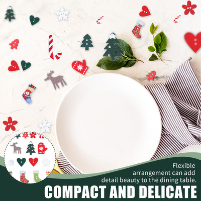 100 Stück Tischdeko Weihnachten,Streudeko Weihnachten Holz Konfetti Tisch,Weihnachts Basteln Weihnachtskonfetti Deko,Christmas Bastel Rentier Schneeflocken Tischschmuck für Party Geschenkkonfetti