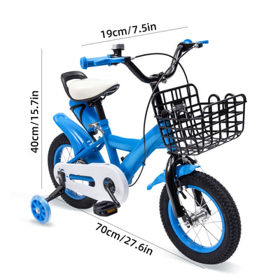 OUKANING Kinderfahrrad 12 Zoll Fahrrad für Kinder Junge Mädchen Kinderrad Blau Fahrrad zum Geburtstag, Weihnachten, Nikolaus, Ostern Geschenk für Jungen