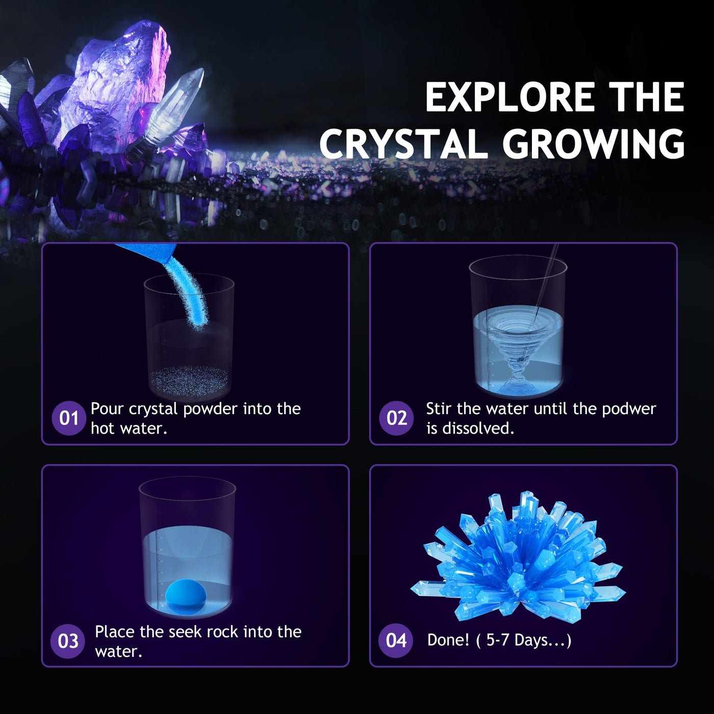 Japace Ausgrabungsset für Kinder, STEM Wissenschaft Spielzeug Edelsteine Ausgraben, Geoden Zum Aufbrechen Set, Kristalle Züchten Kit Geschenke Jungen Mädchen schürfen Hammer