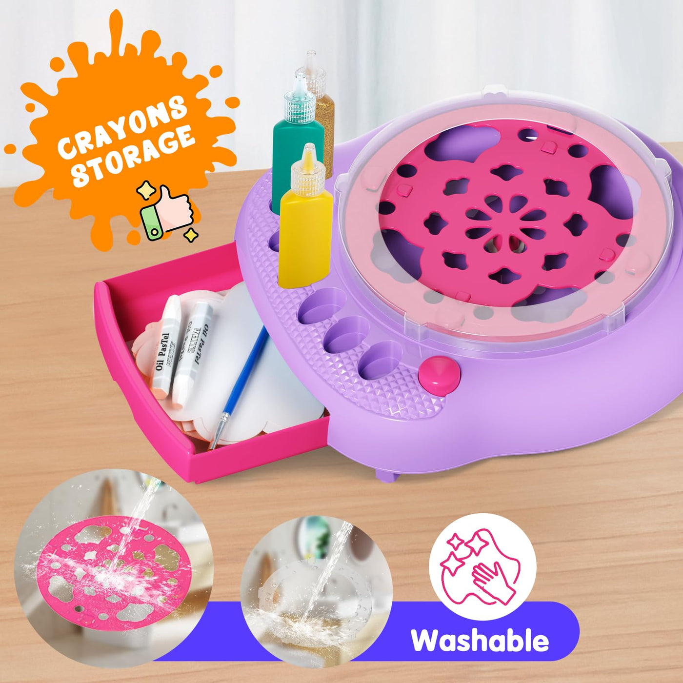 Paint Spin Art Machine Kit für Kinder, Kunst & Handwerk, Mal Spin Art Spielzeug-Kits für Jungen und Mädchen im Alter von 6, 7, 8 und 9 Jahren (Lila)