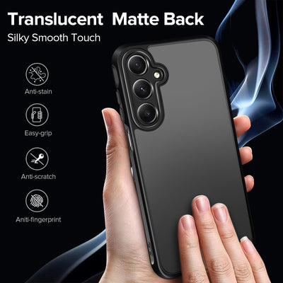 iVoler Hülle für Samsung Galaxy A35 5G mit 2 Stück Panzer Schutz Glas, [Militärstandard] Stoßfest [Kameraschutz] Handyhülle, Matt Durchscheinende Rückseite Anti-Fingerabdruck Schutzhülle Case, Schwarz
