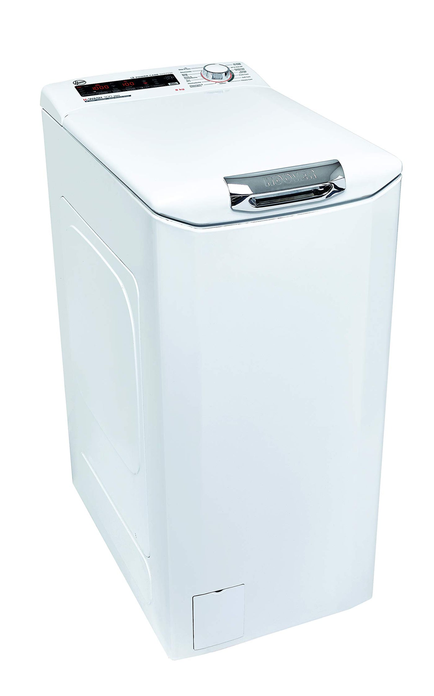 Hoover H-WASH 300 H3TFMQ48TAMCE-84 Waschmaschine Toplader / 8 kg / 1400 U/Min/BPM Inverter Motor/Power Care System/All in One Programm/Slow Motion Öffnungsmechanismus/deutsche Bedienblende