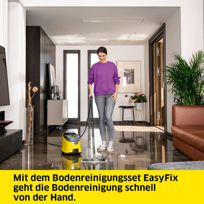 Kärcher Dampfreiniger SC 4 Deluxe EasyFix, Dampfdruck: 4 bar, Aufheizzeit: 3 min., Fläche: ca. 130 m², Tank: 0,5 l + 1,3 l, inkl. Bodenreinigungsset EasyFix, Düsen, Mikrofaser-Überzug und Bürsten