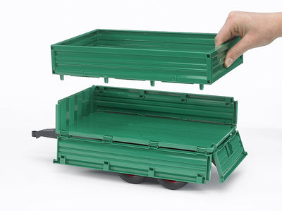 bruder 02010 - Tandemachs-Transportanhänger mit Aufsteckbordwand - 1:16 Kippanhänger Bordwandanhänger Muldenkipper Traktor-Zubehör Landwirtschaft Bauernhof