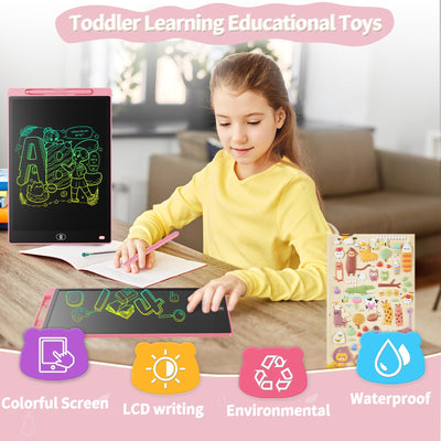 [2 STÜCKE]LCD Schreibtafel 10 Zoll, Genialba Buntes LCD Schreibtablett, LCD Writing Tablet, Elektronischer Tablette, Grafiktablett für Kinderspiele 2 3 4 5 6 7 Jahre Jungen Mädchen (Blau&Rosa)
