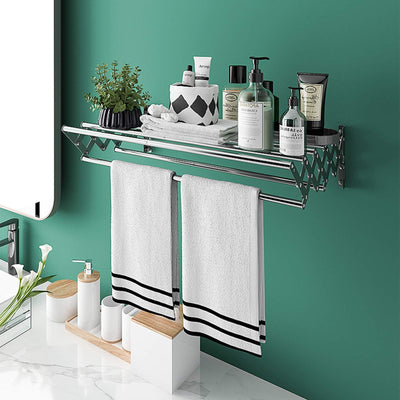 Wuciray Wäscheständer Wand Ausziehbar Klappbar Wandtrockner 80cm Edelstahl Balkon Ständer Wandwäschetrockner Wandmontage Platzsparender Handtuchhalter Clothes Drying Rack für Waschraum