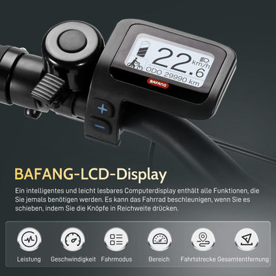 Fafrees FM9 E Bike Damen Elektrofahrrad mit Mittelmotor BAFANG 65N.m 250W, [ Offiziell ] Pedelec Fahrrad Erwachsene E-Bike Herren 15Ah/540Wh 700C*45C, MTB Electric 6km/h Gehhilfe bis 120KM